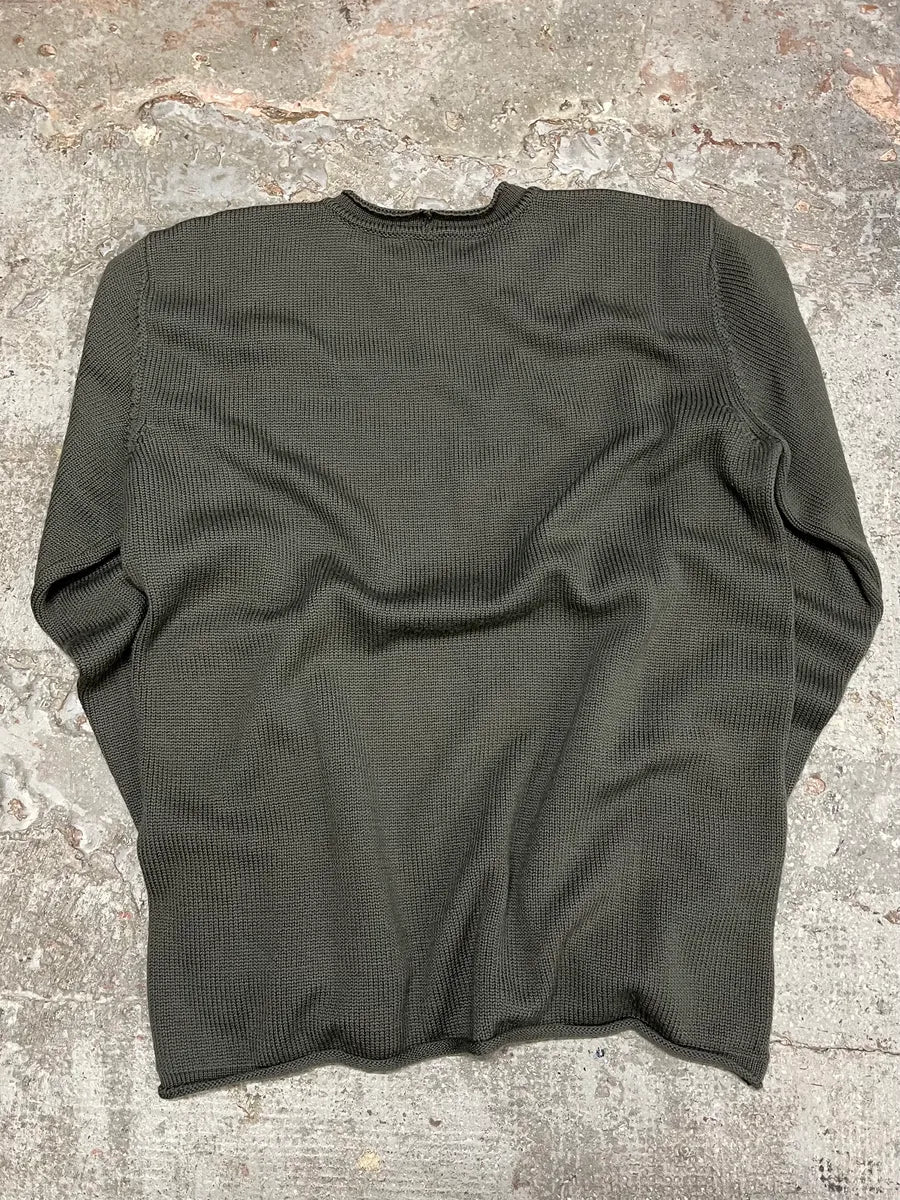1990s Armani Collezioni Olive Squared Wool Sweater (L) QTpAeTR 4
