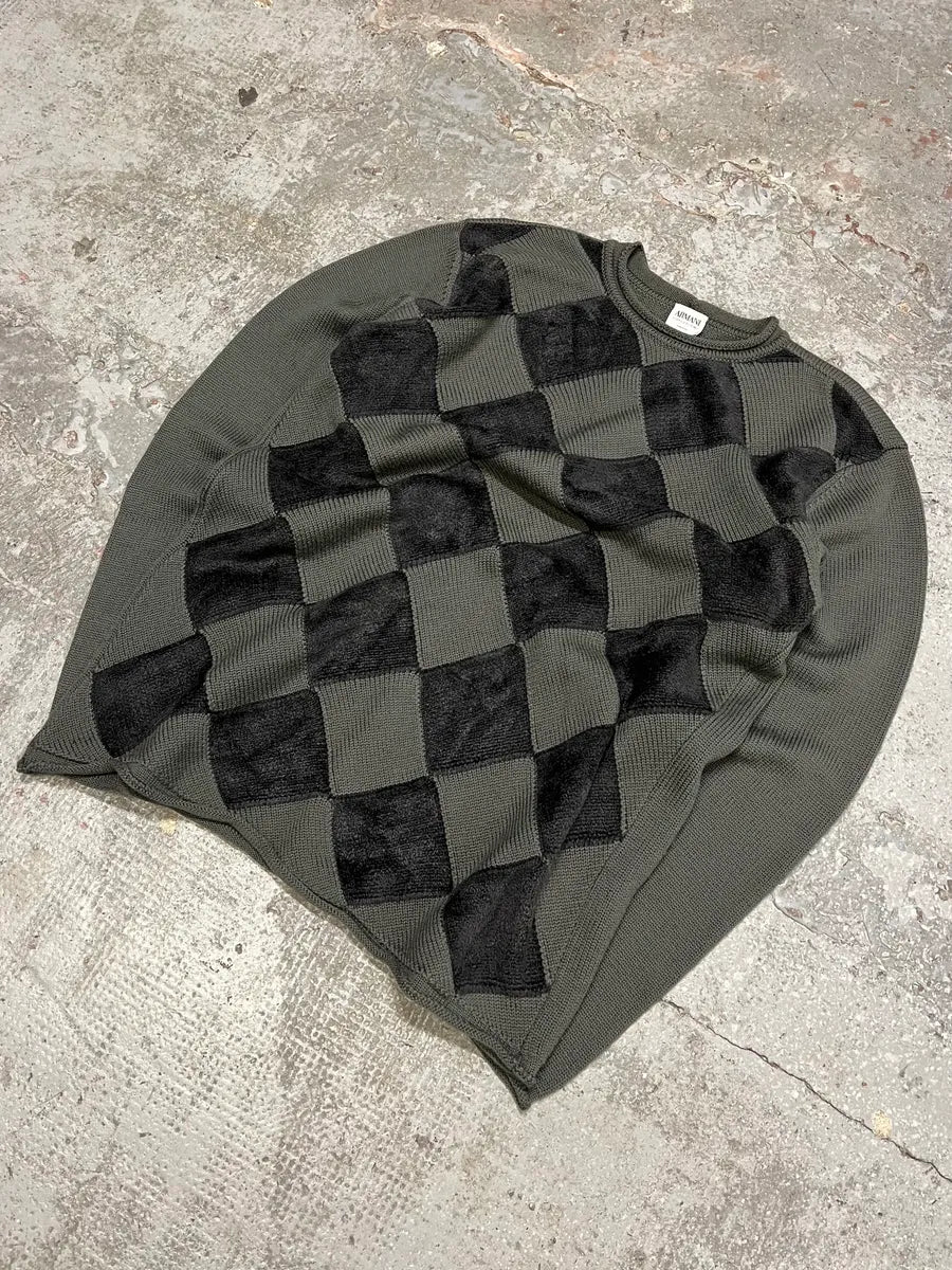 1990s Armani Collezioni Olive Squared Wool Sweater (L) QTpAeTR 5