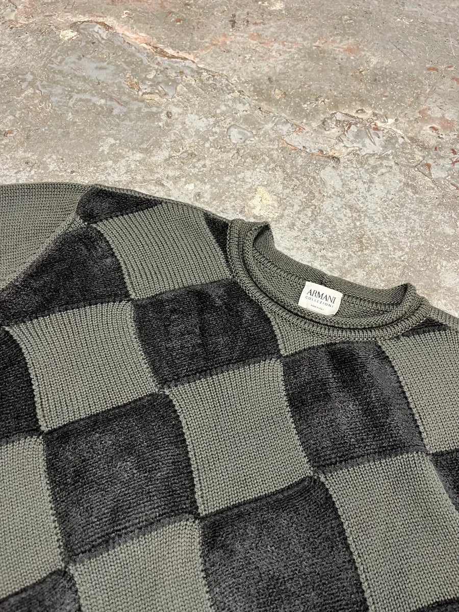 1990s Armani Collezioni Olive Squared Wool Sweater (L) QTpAeTR 6