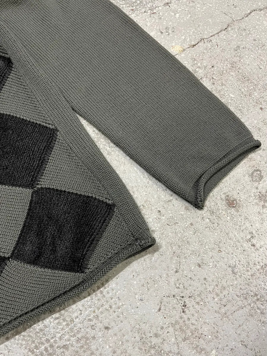 1990s Armani Collezioni Olive Squared Wool Sweater (L) QTpAeTR 7