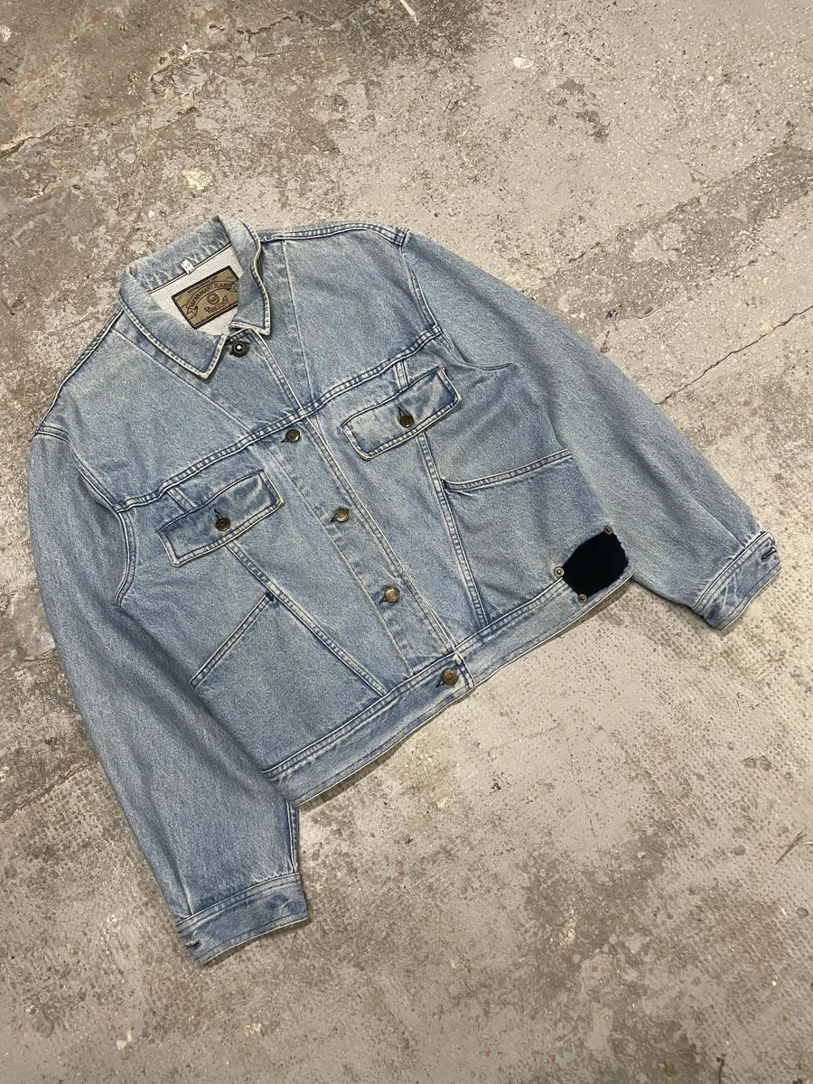 1990s Armani Cropped Blue Cozy Denim Jacket (S/M) JncwBMB 4