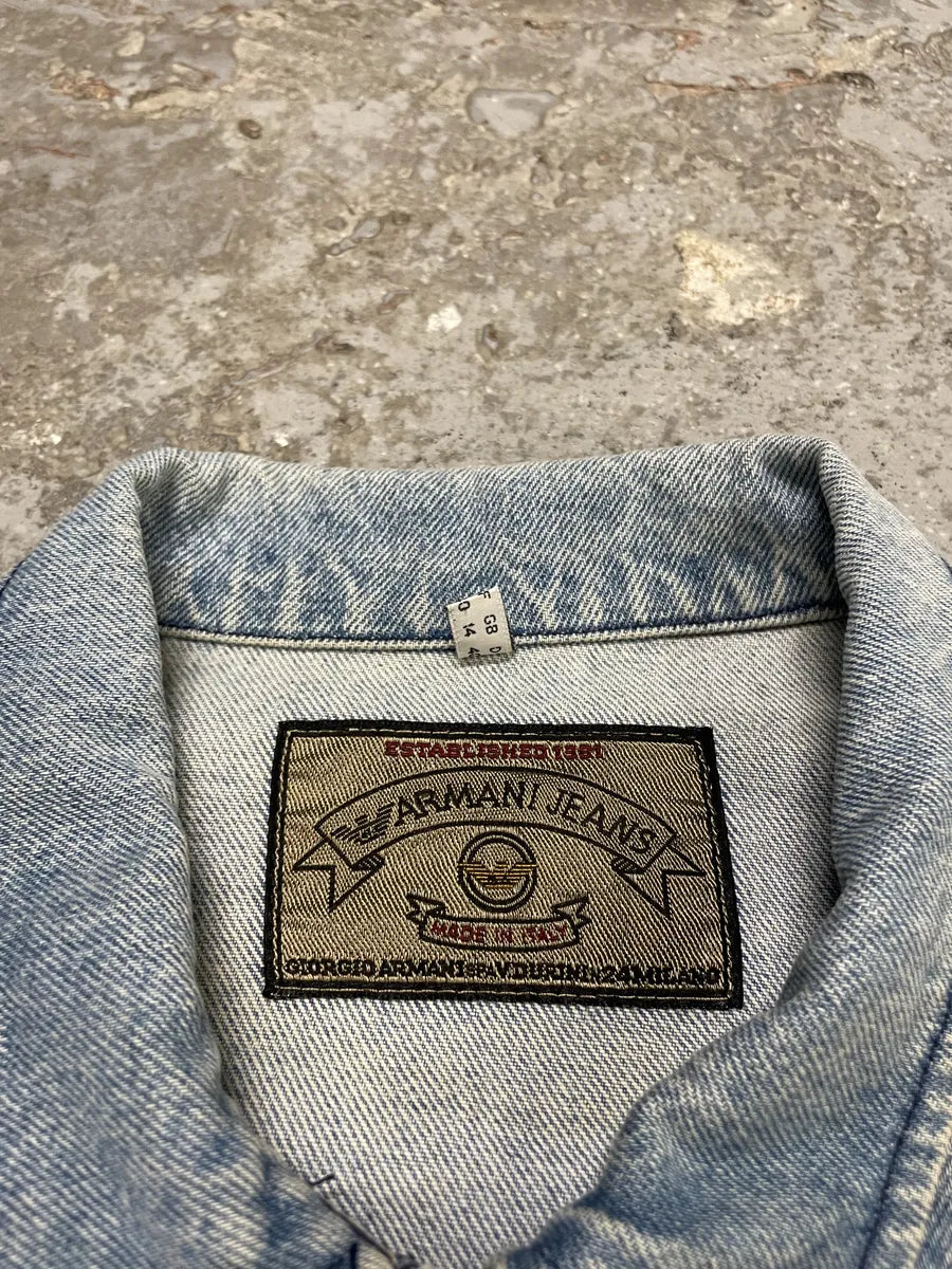 1990s Armani Cropped Blue Cozy Denim Jacket (S/M) JncwBMB 7