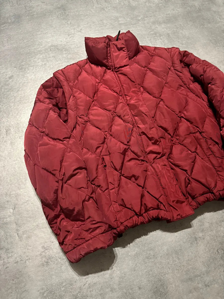 1990s Armani Detachable Arms Light Red Puffer Jacket (XS/S) 10