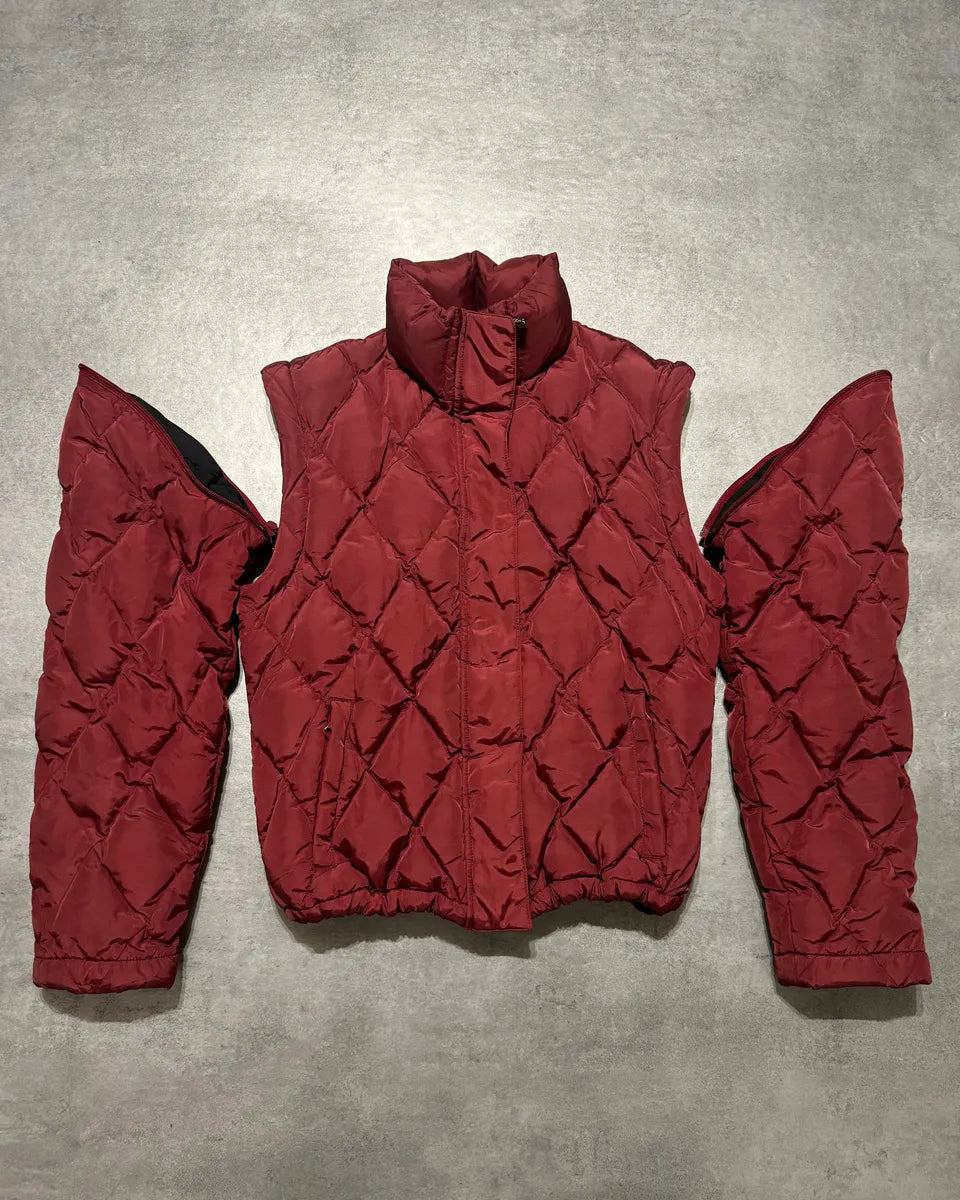 1990s Armani Detachable Arms Light Red Puffer Jacket (XS/S) 2