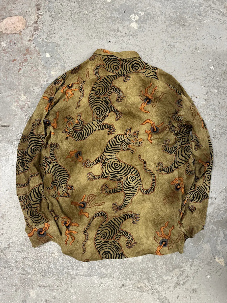 1990s Armani Dream Tiger Camel Shirt ztDiuuG 1