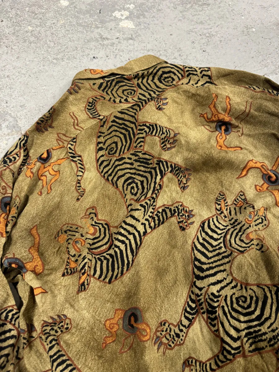 1990s Armani Dream Tiger Camel Shirt ztDiuuG 3