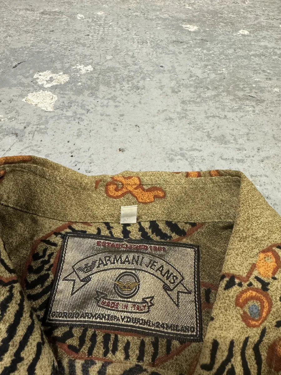 1990s Armani Dream Tiger Camel Shirt ztDiuuG 4