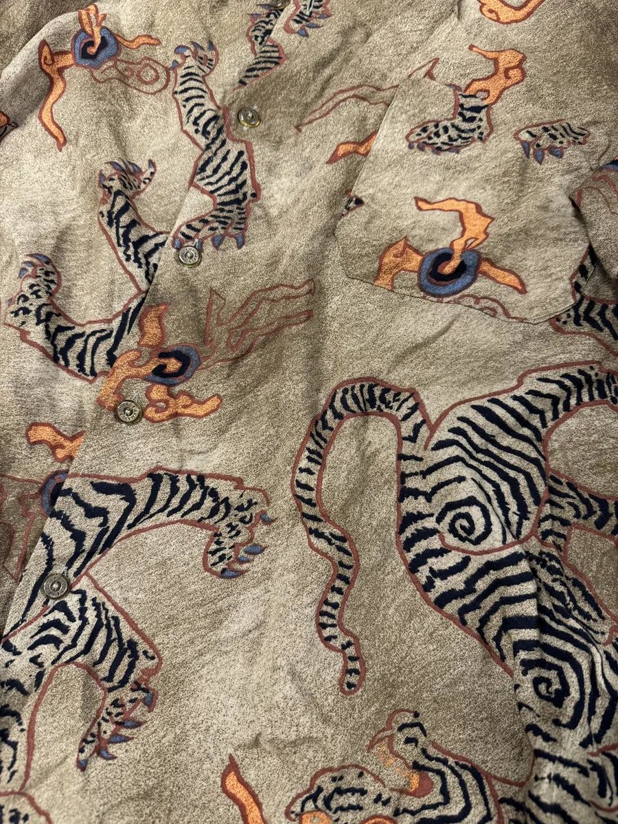 1990s Armani Dream Tiger Camel Shirt ztDiuuG 5