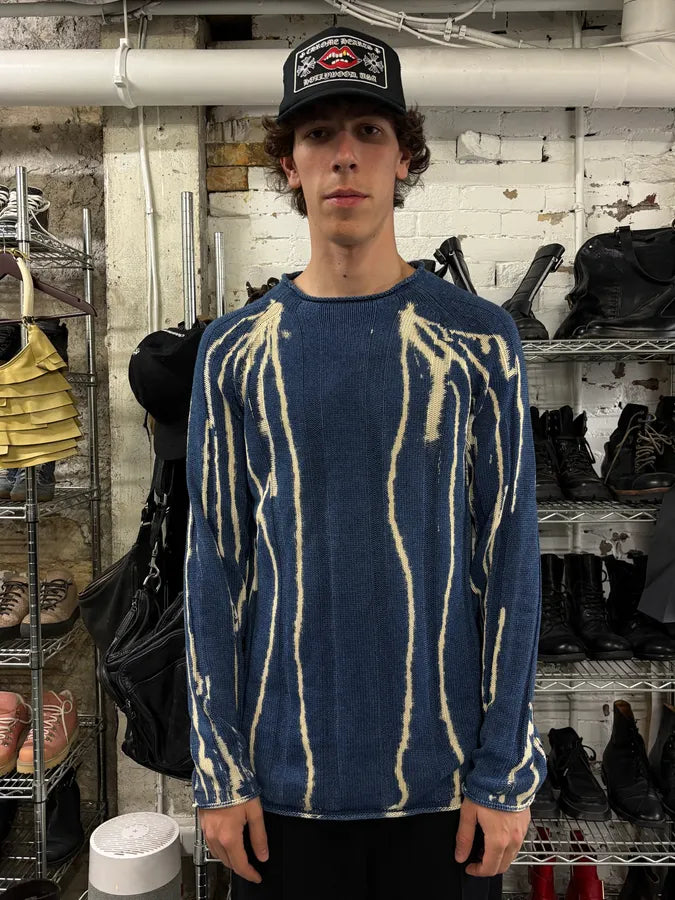 1990s Armani Electric Blue Contemporary Sweater (L) VzIjiTx 1
