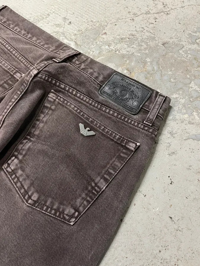 1990s Armani Faded Brown Denim Jeans NgUrUen 9