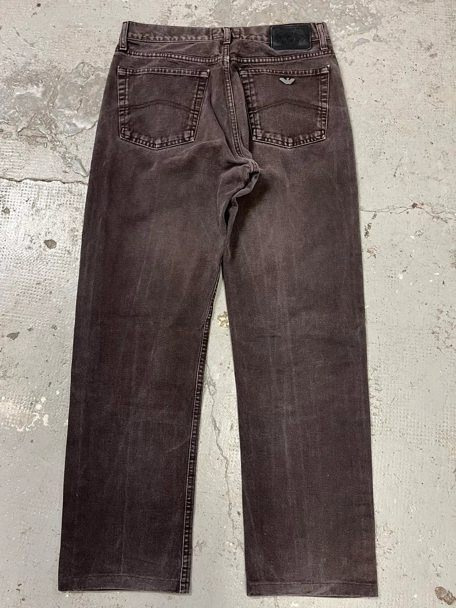 1990s Armani Faded Brown Denim Jeans (M) NgUrUen 1