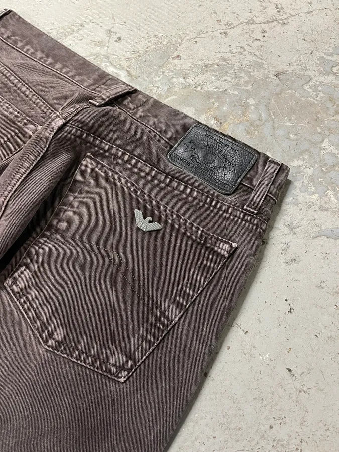 1990s Armani Faded Brown Denim Jeans (M) NgUrUen 9