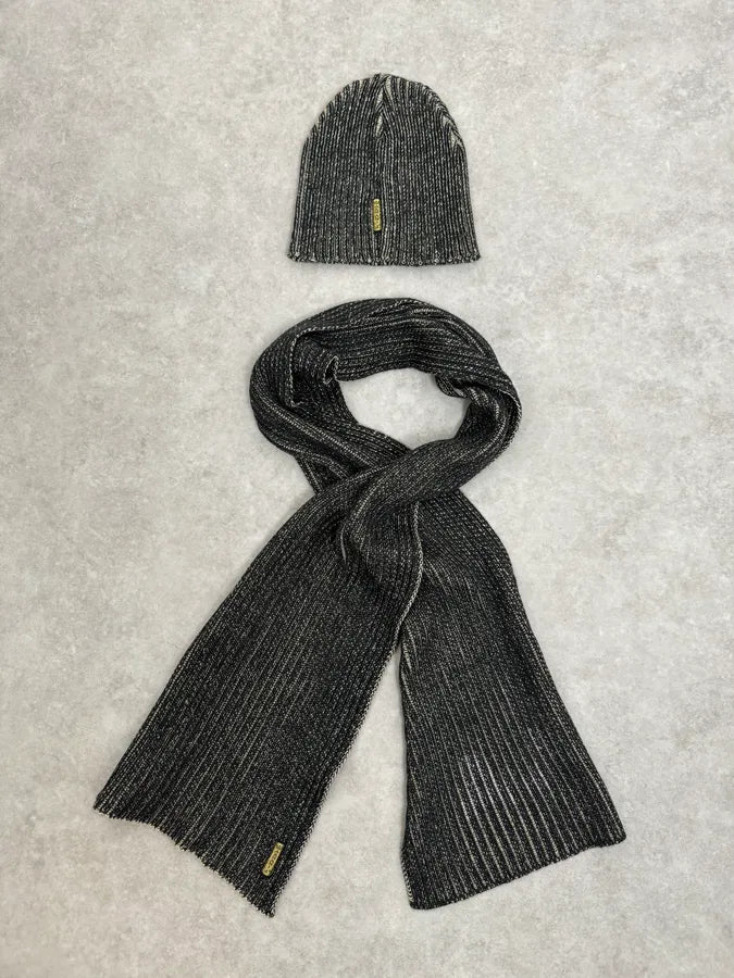 1990s Armani Grey Scarf & Beanie Set FSoWrVo 0
