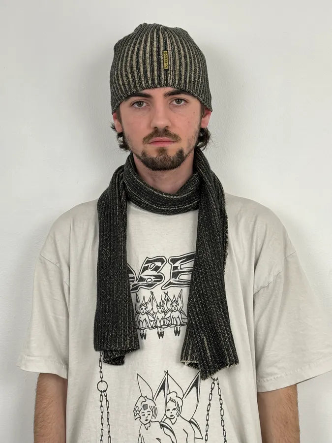 1990s Armani Grey Scarf & Beanie Set FSoWrVo 1