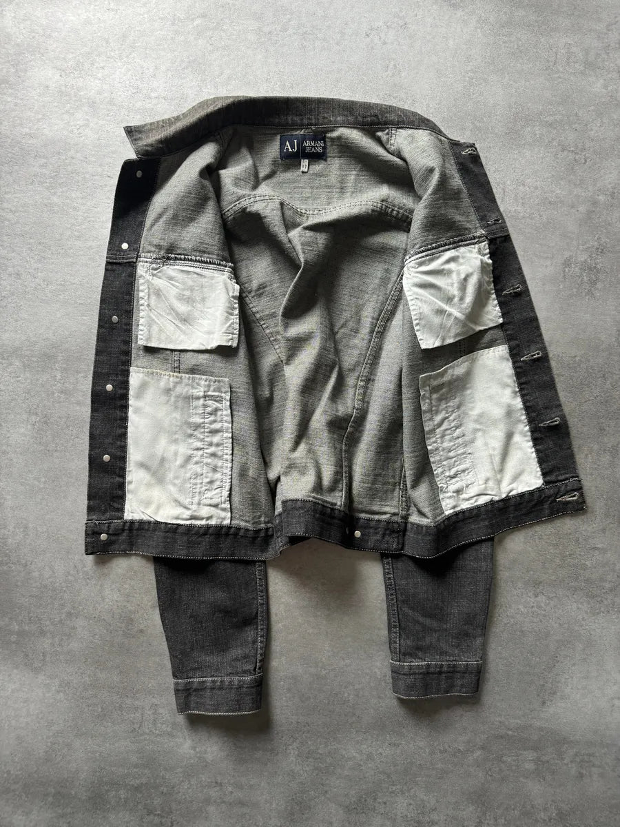 1990s Armani Grey Washed Denim Jacket (L) EsJvuAz 3
