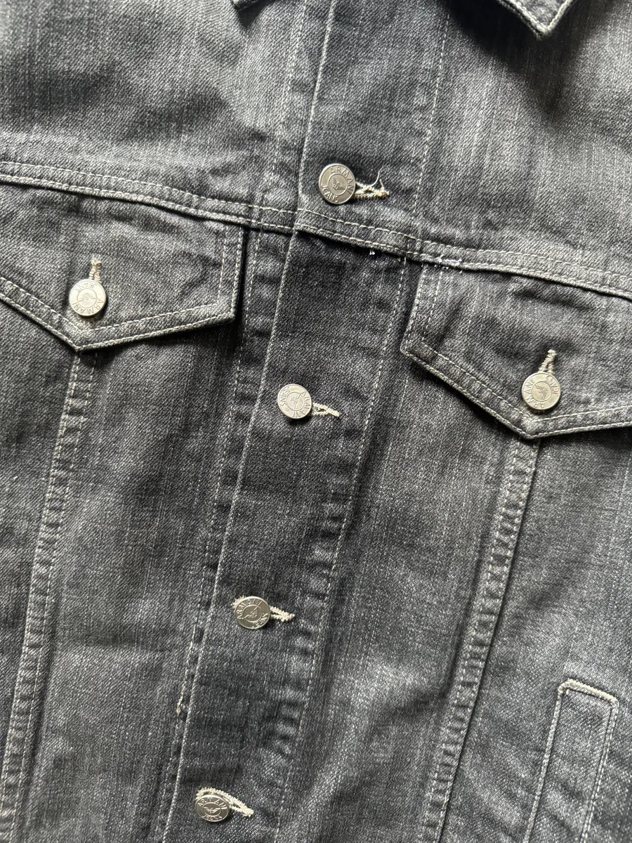 1990s Armani Grey Washed Denim Jacket (L) EsJvuAz 4