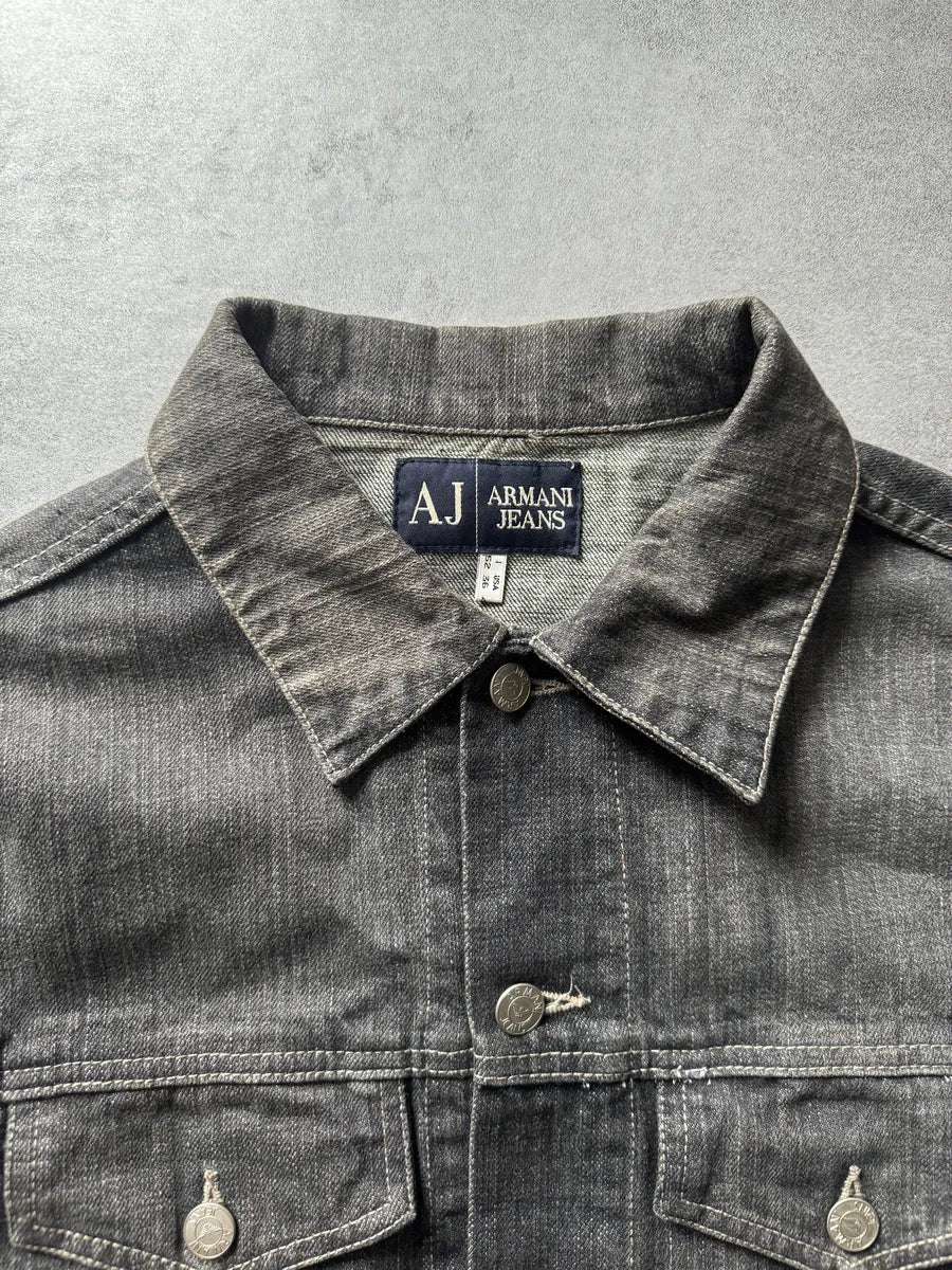 1990s Armani Grey Washed Denim Jacket (L) EsJvuAz 5