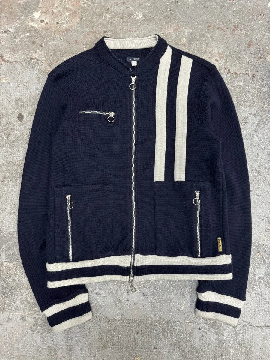 1990s Armani Italian Wool Zip-Up Sweater  (L) 0