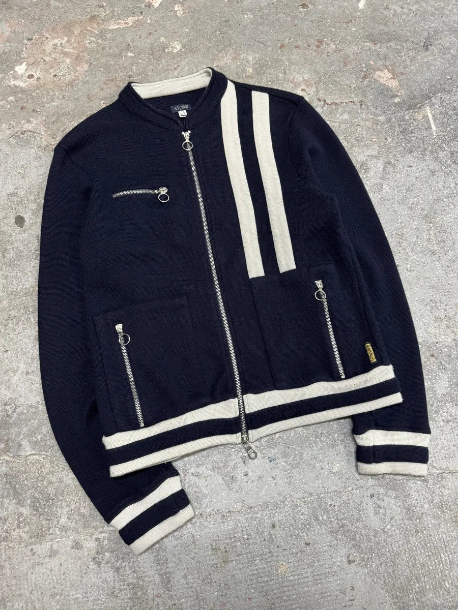 1990s Armani Italian Wool Zip-Up Sweater  (L) 2