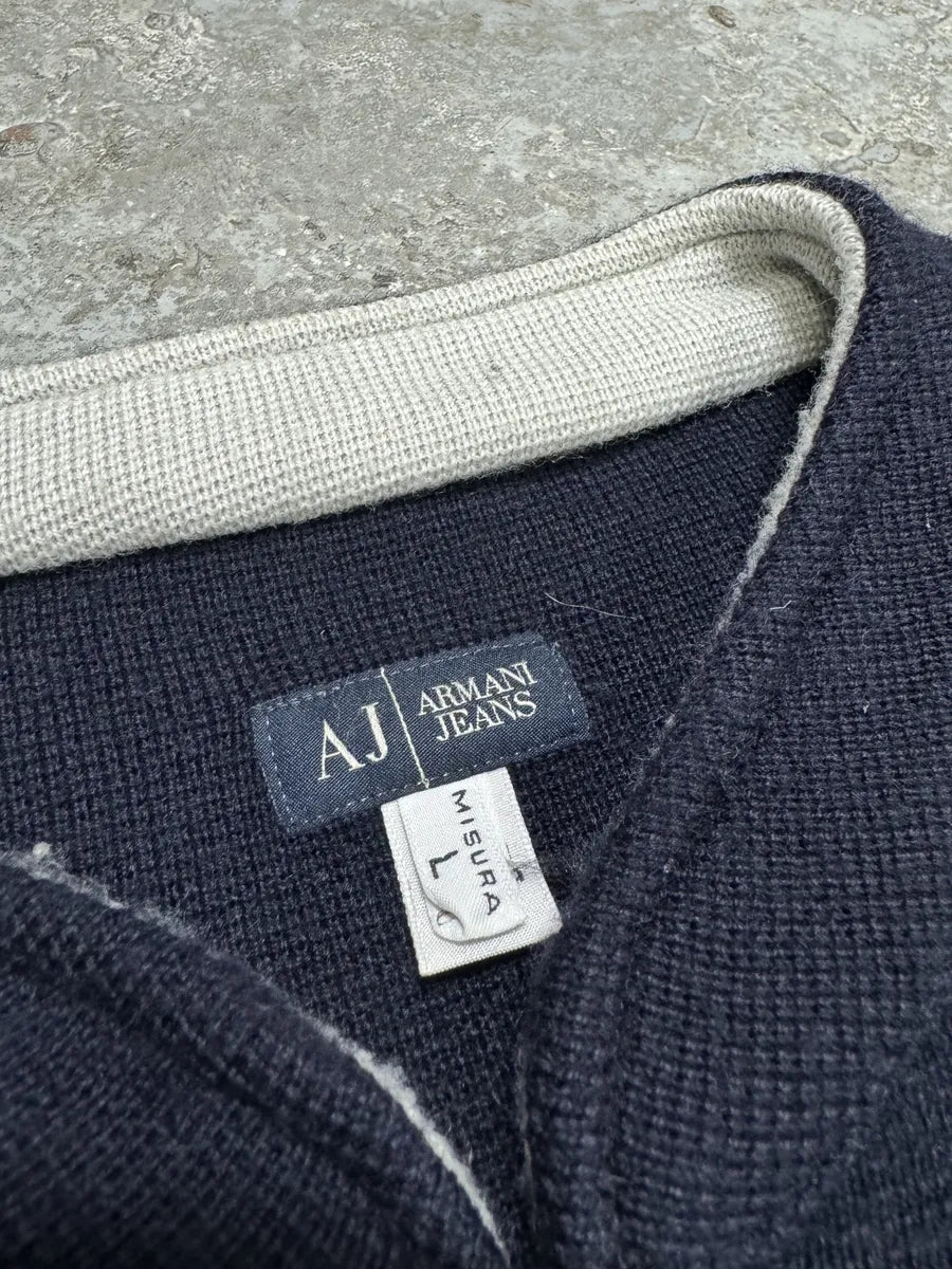 1990s Armani Italian Wool Zip-Up Sweater  (L) 6