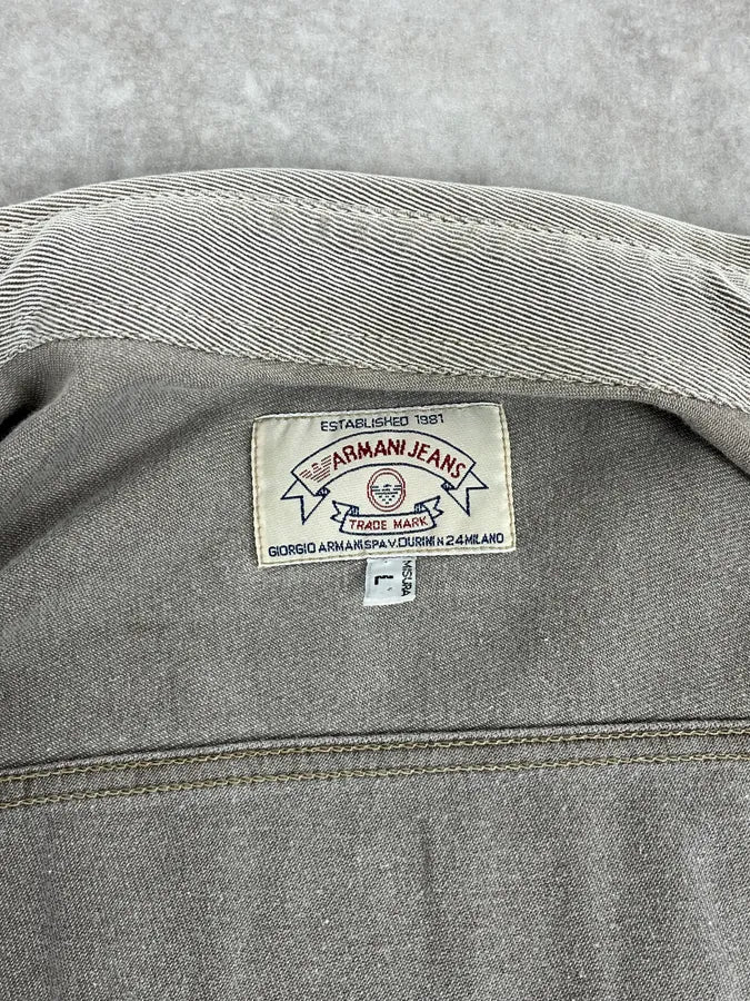 1990s Armani Khaki Grey Shirt ZBsFuiM 8