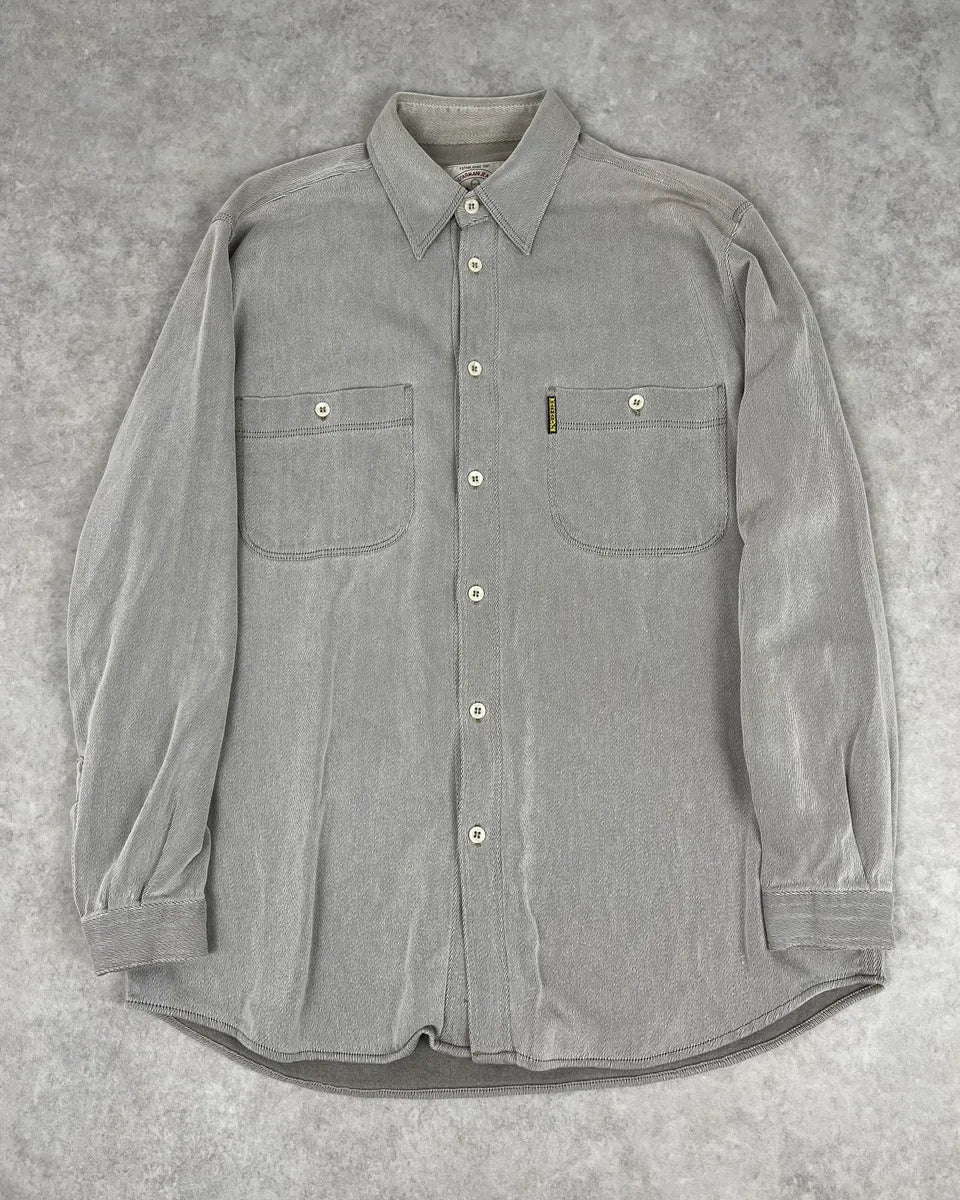 1990s Armani Khaki Grey Shirt ZBsFuiM 0