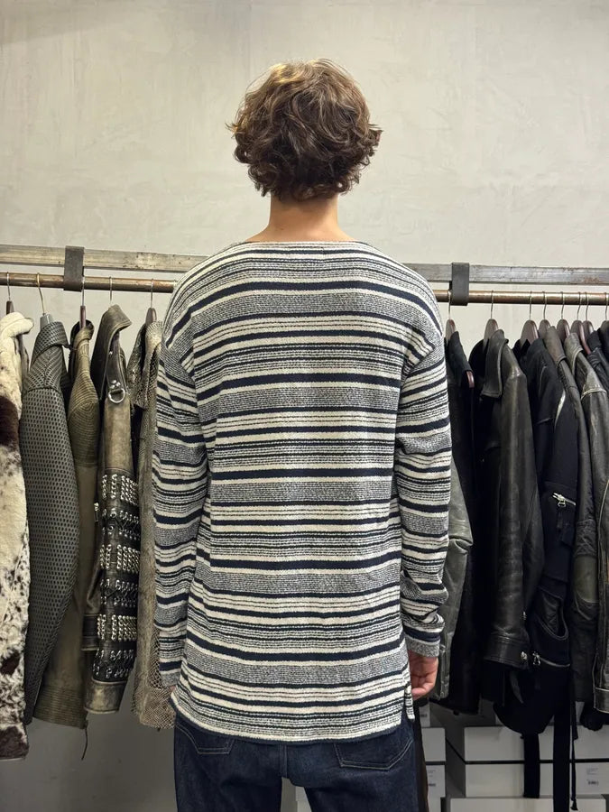 1990s Armani Navy & White Striped Shirt DyGswjO 2