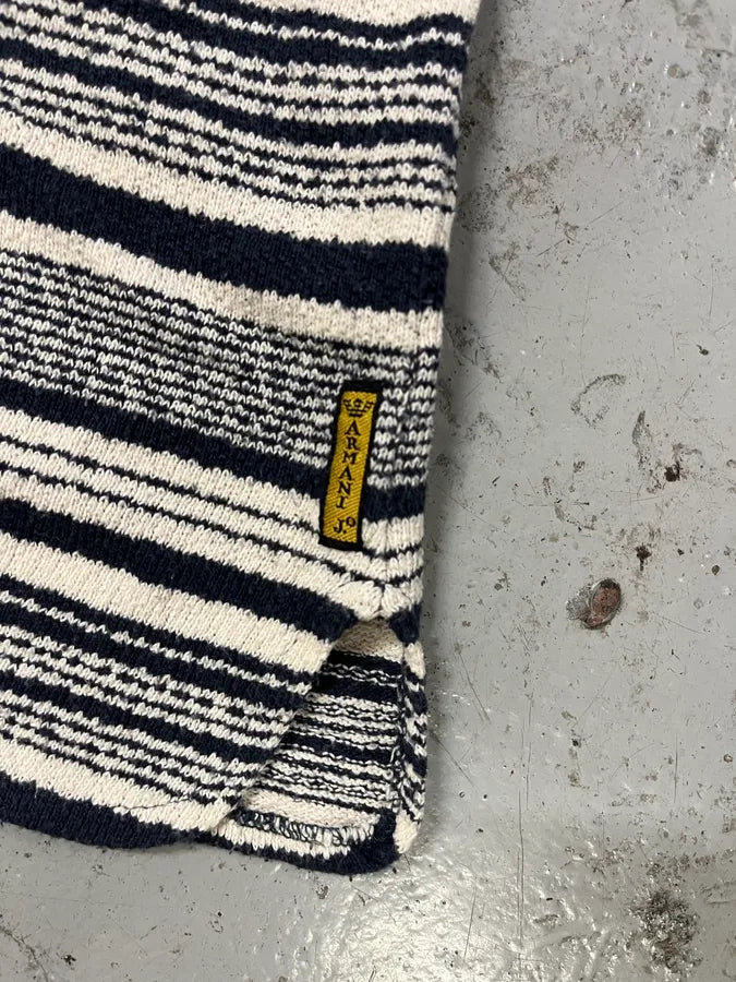 1990s Armani Navy & White Striped Shirt DyGswjO 7