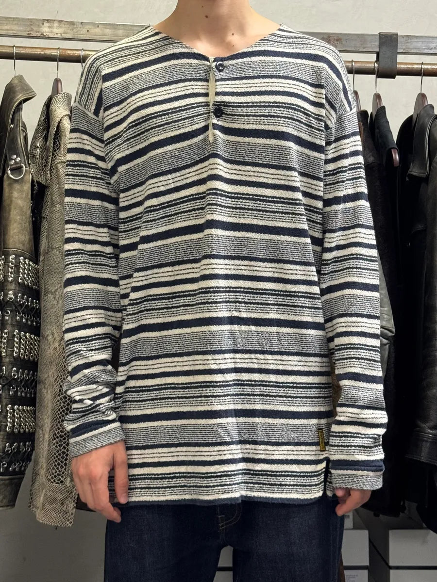 1990s Armani Navy & White Striped Shirt DyGswjO 1