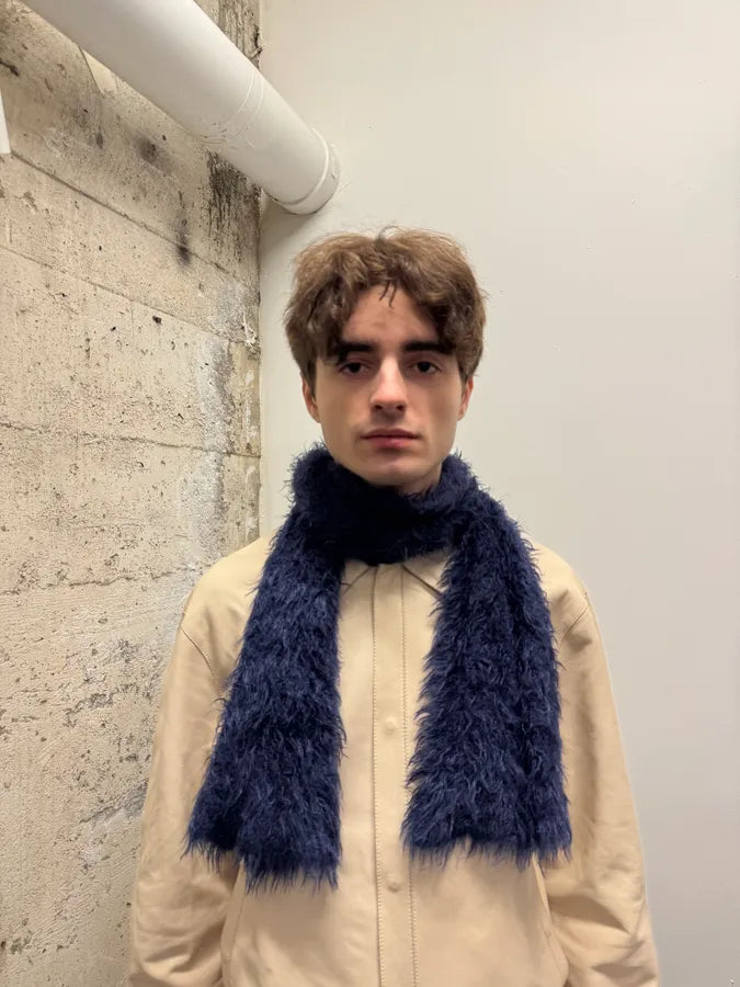 1990s Armani Navy 3D Wool Scarf (OS) 1