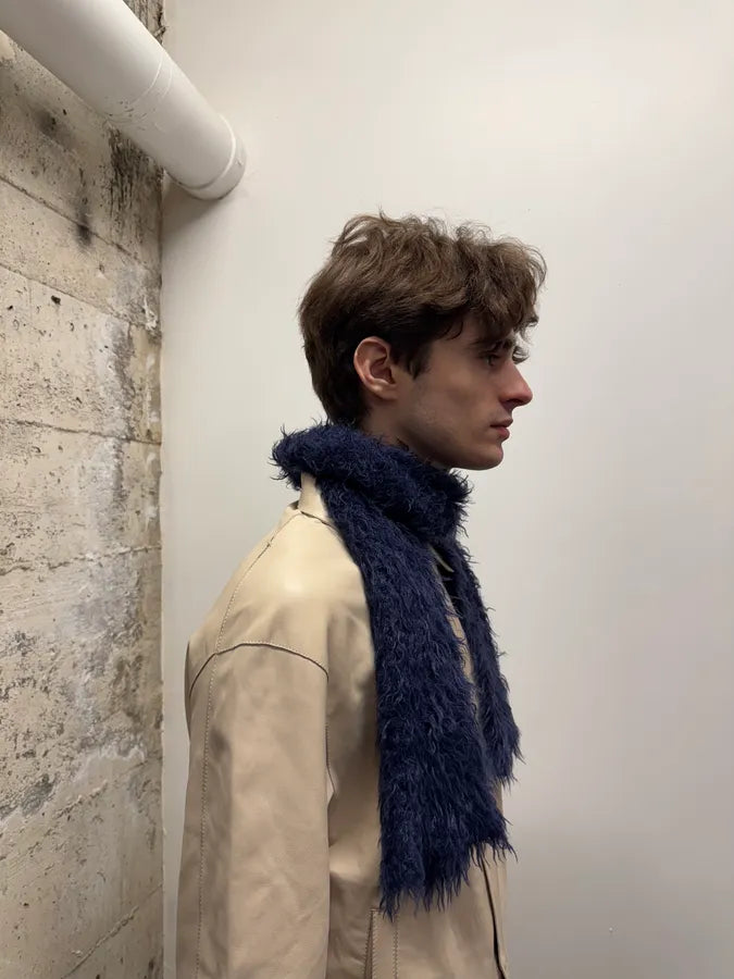 1990s Armani Navy 3D Wool Scarf (OS) 2