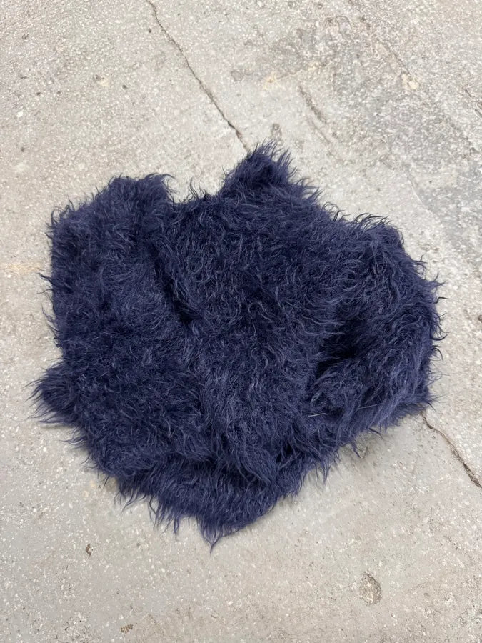 1990s Armani Navy 3D Wool Scarf (OS) 3