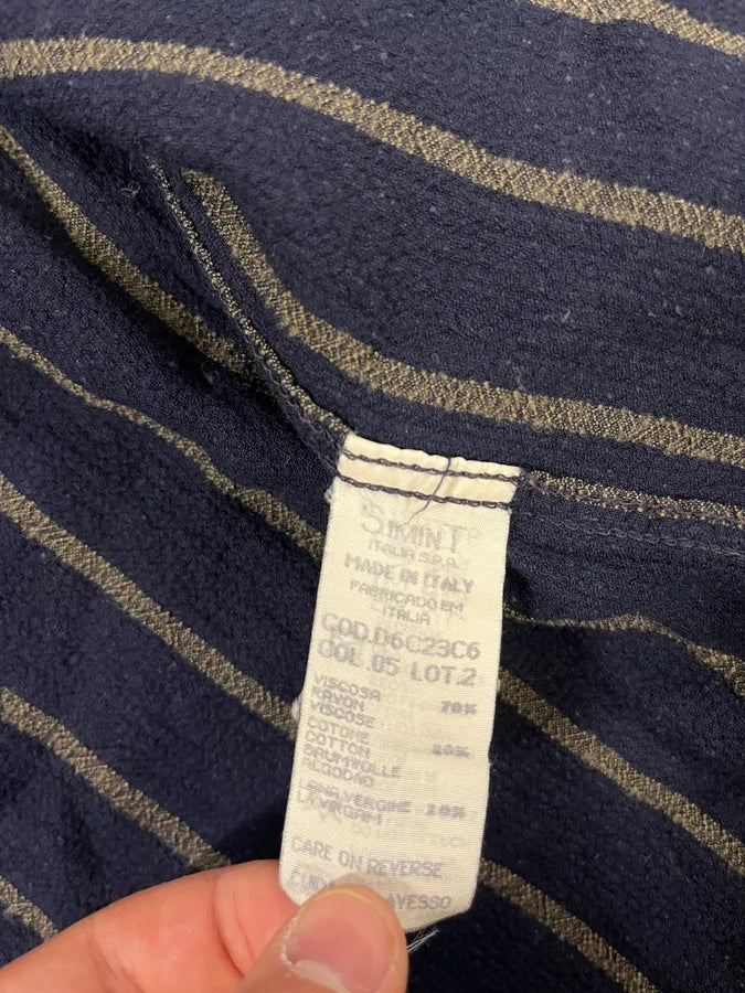 1990s Armani Navy Striped Shirt SeLJBeN 8