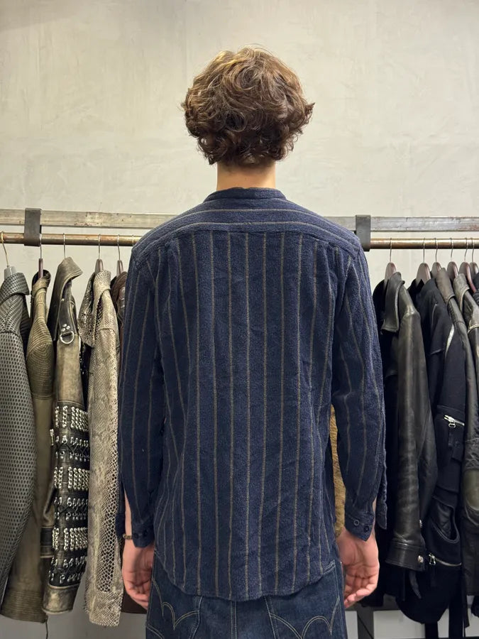 1990s Armani Navy Striped Shirt SeLJBeN 2