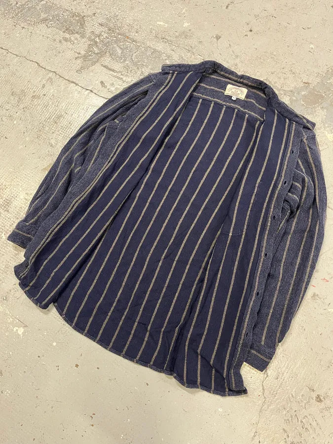 1990s Armani Navy Striped Shirt SeLJBeN 4