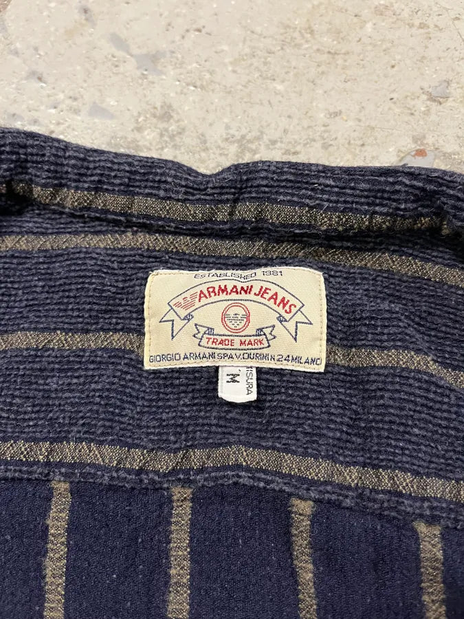 1990s Armani Navy Striped Shirt SeLJBeN 7