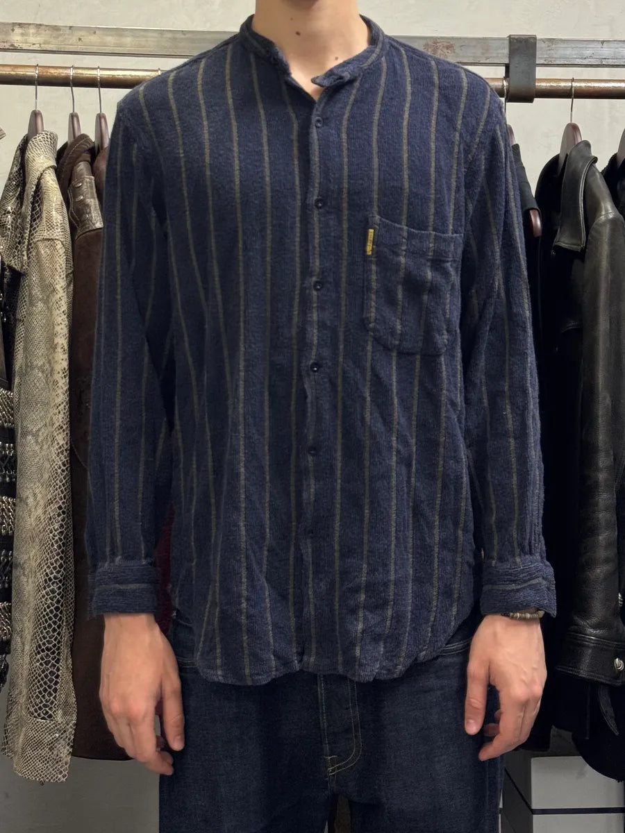 1990s Armani Navy Striped Shirt SeLJBeN 1