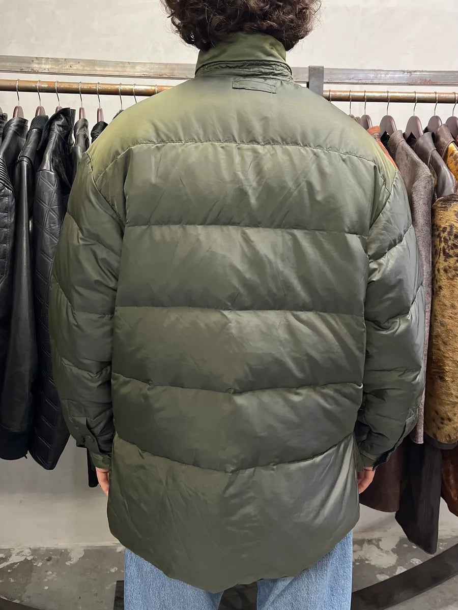 1990s Armani Olive Buttoned Puffer Jacket (L/XL) 2