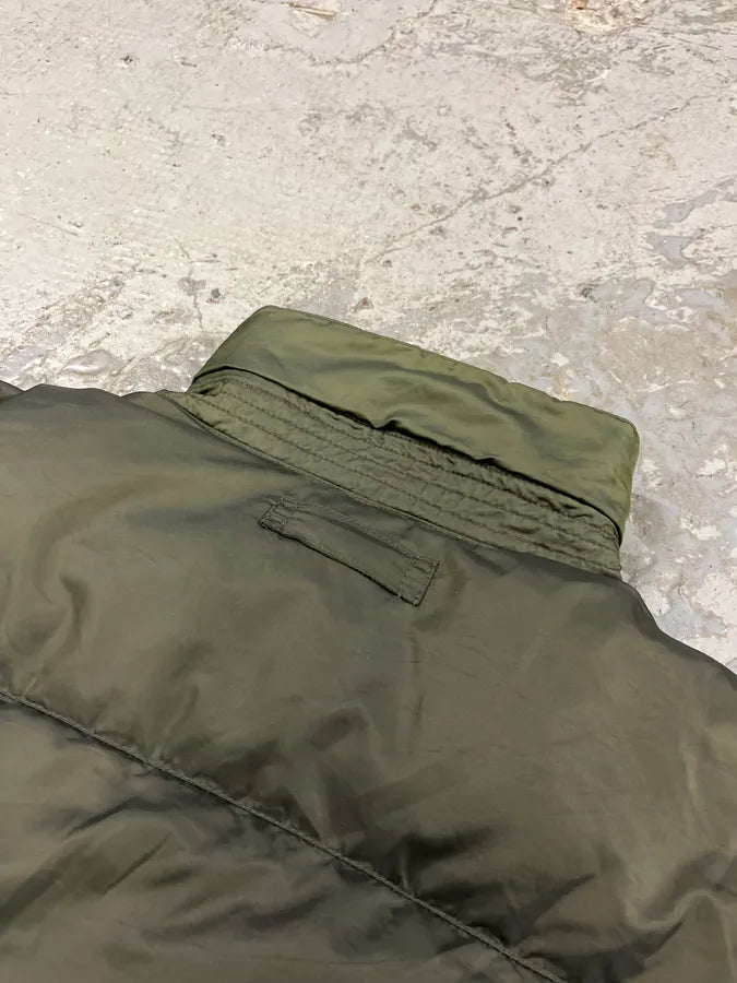 1990s Armani Olive Buttoned Puffer Jacket (L/XL) 8