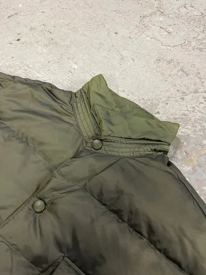 1990s Armani Olive Buttoned Puffer Jacket (L/XL) 9