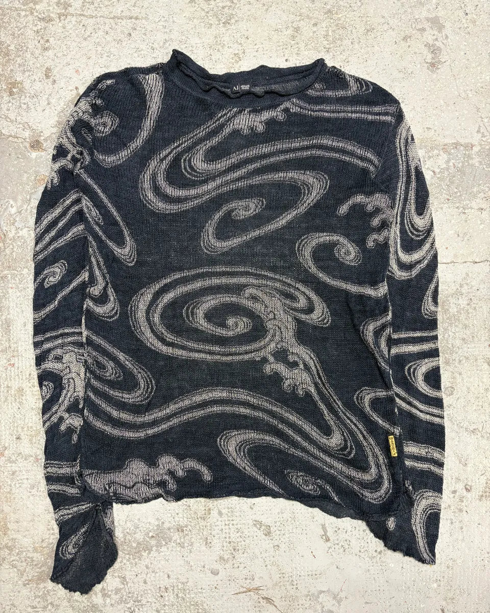1990s Armani Psychadelic Black Sweater rsFClUA 0