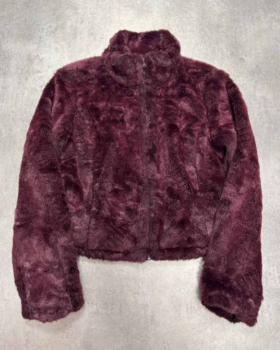 1990s Armani Purple Burgundy Faux Fur Jacket RYDZpGw 0