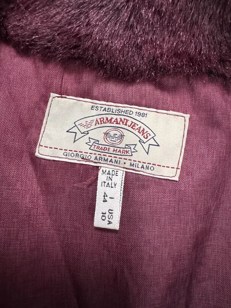 1990s Armani Purple Burgundy Faux Fur Jacket RYDZpGw 4