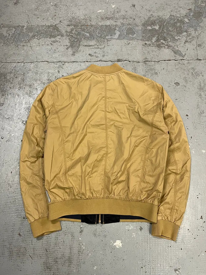 1990s Armani Reversible Beige & Navy Nylon Bomber Jacket YlIInNv 10