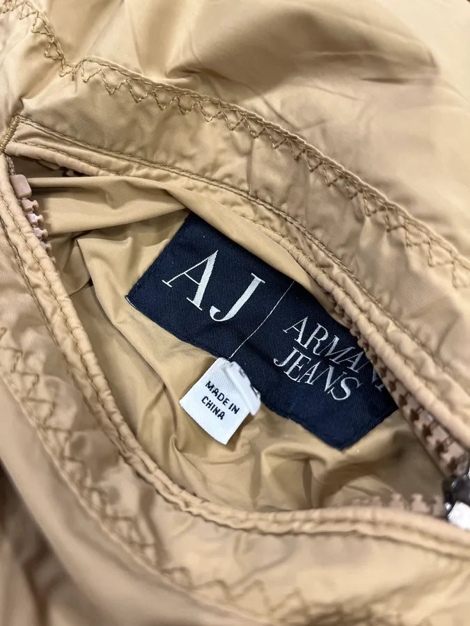 1990s Armani Reversible Beige & Navy Nylon Bomber Jacket YlIInNv 15