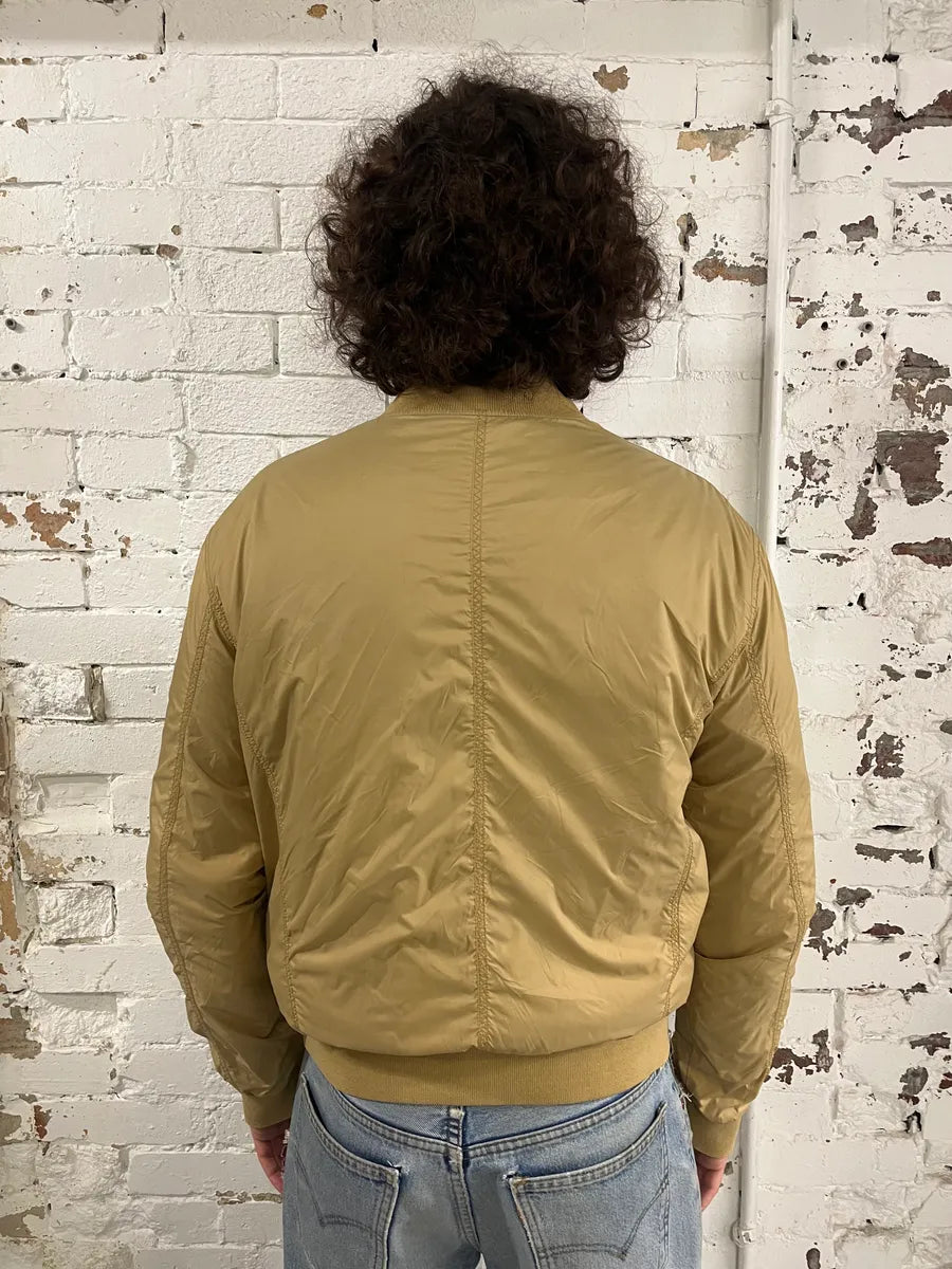 1990s Armani Reversible Beige & Navy Nylon Bomber Jacket YlIInNv 4