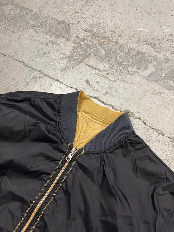 1990s Armani Reversible Beige & Navy Nylon Bomber Jacket YlIInNv 7