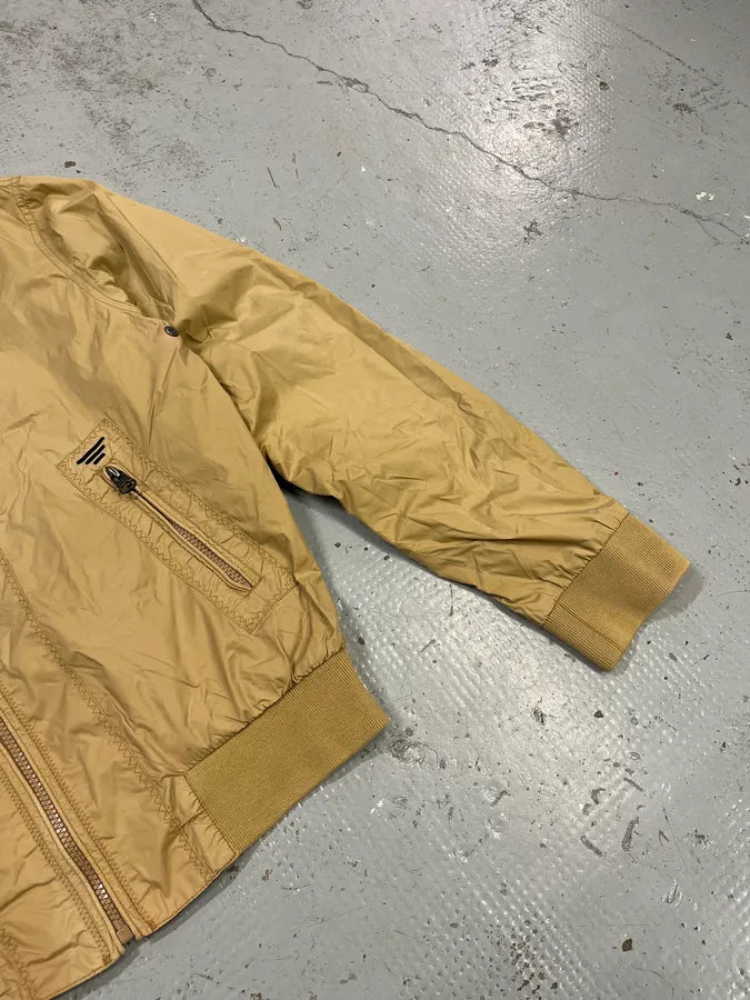 1990s Armani Reversible Beige & Navy Nylon Bomber Jacket YlIInNv 8