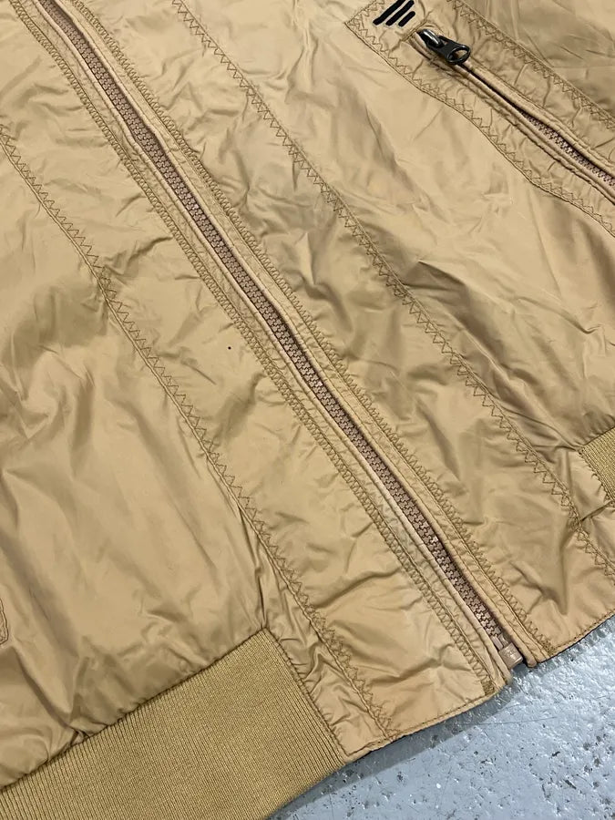 1990s Armani Reversible Beige & Navy Nylon Bomber Jacket YlIInNv 9