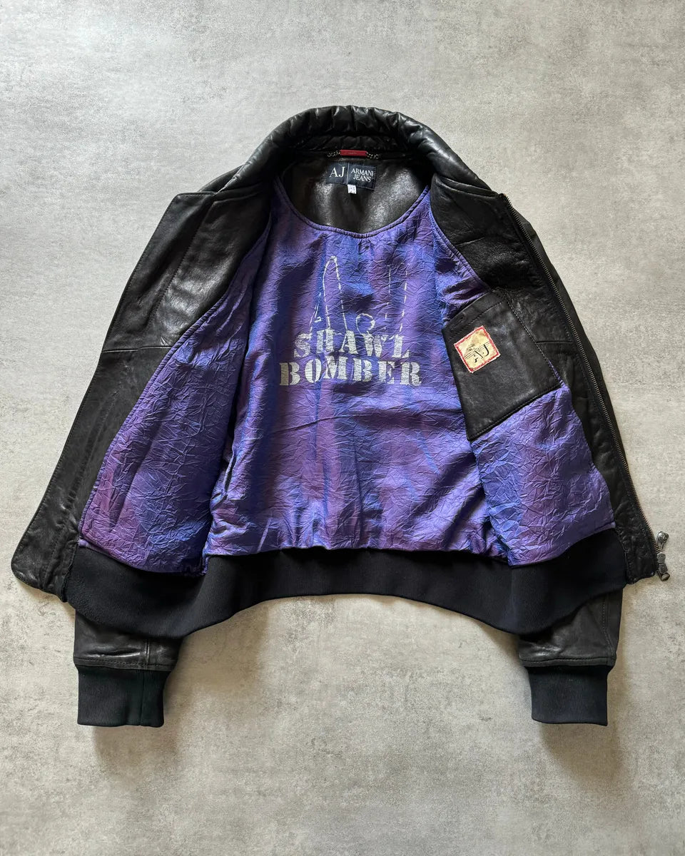 1990s Armani Shawl Bomber Leather Jacket XdCTVfA 1